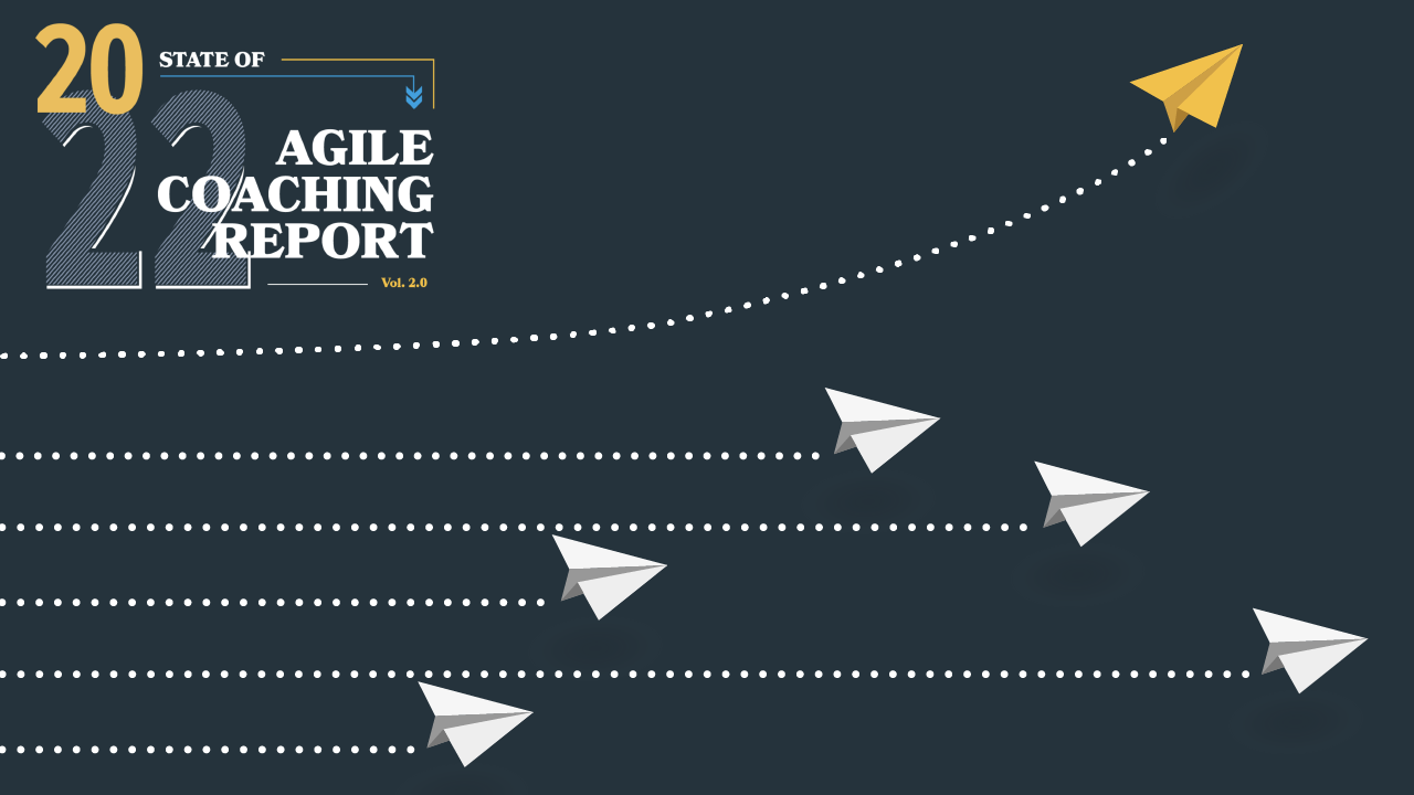 A graphic showing white paper airplanes moving forward and one yellow paper airplane leaving the pack